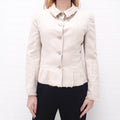 CHANEL NUDE DENIM JACKET WITH LOGO BUTTONS - SIZE 38