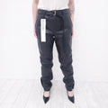 SACAI BLACK COWHIDE LEATHER PANTS WITH BELT - SIZE 4/XL