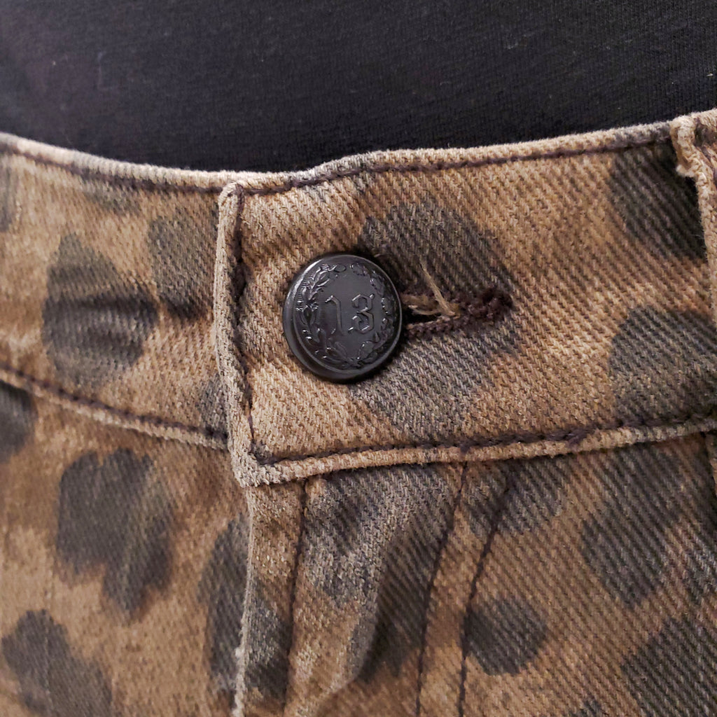 R13 LEOPARD DISTRESSED SHORTS - SIZE 27