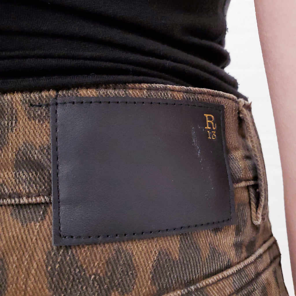 R13 LEOPARD DISTRESSED SHORTS - SIZE 27