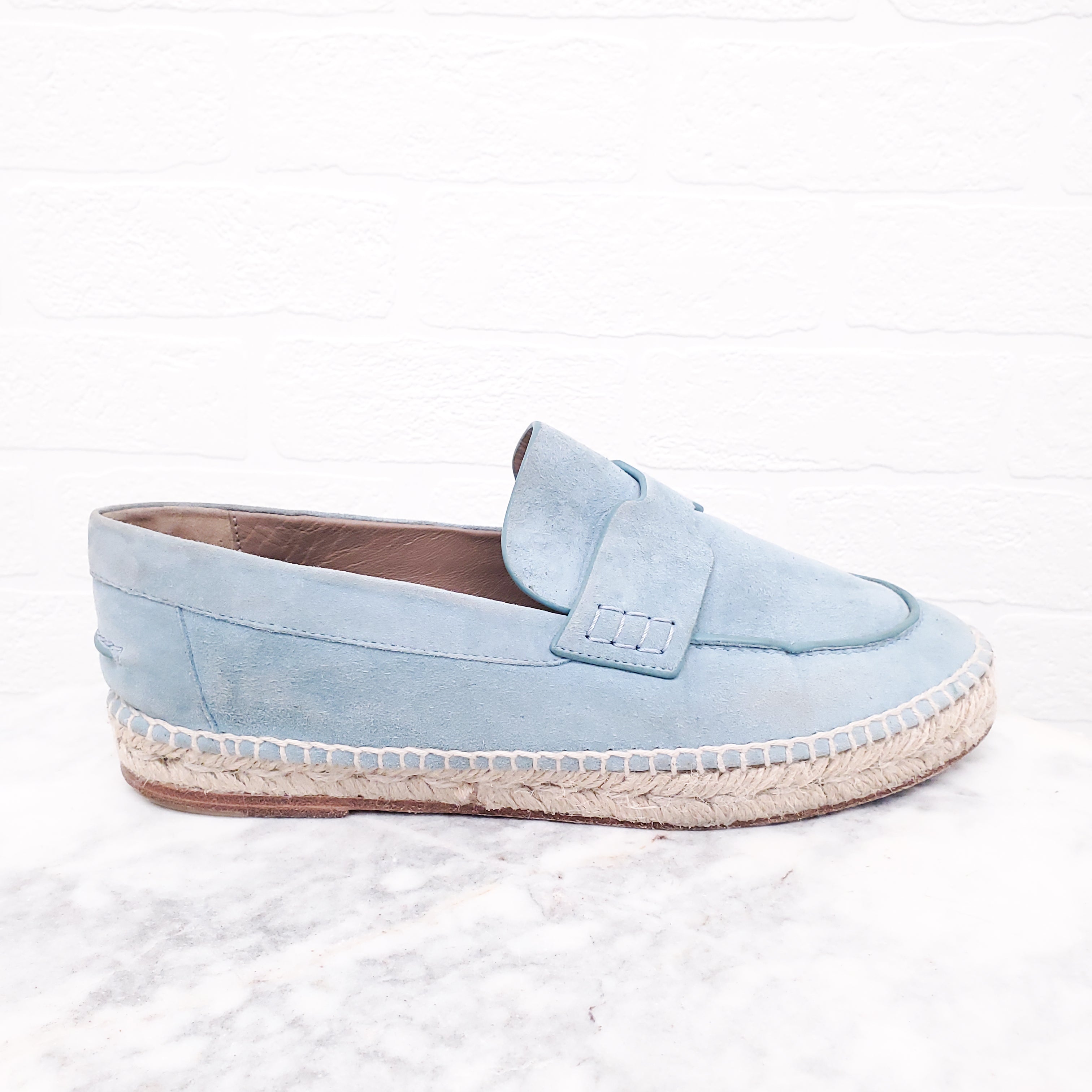 HERMÈS BLUE SUEDE H LOAFERS - SIZE 37