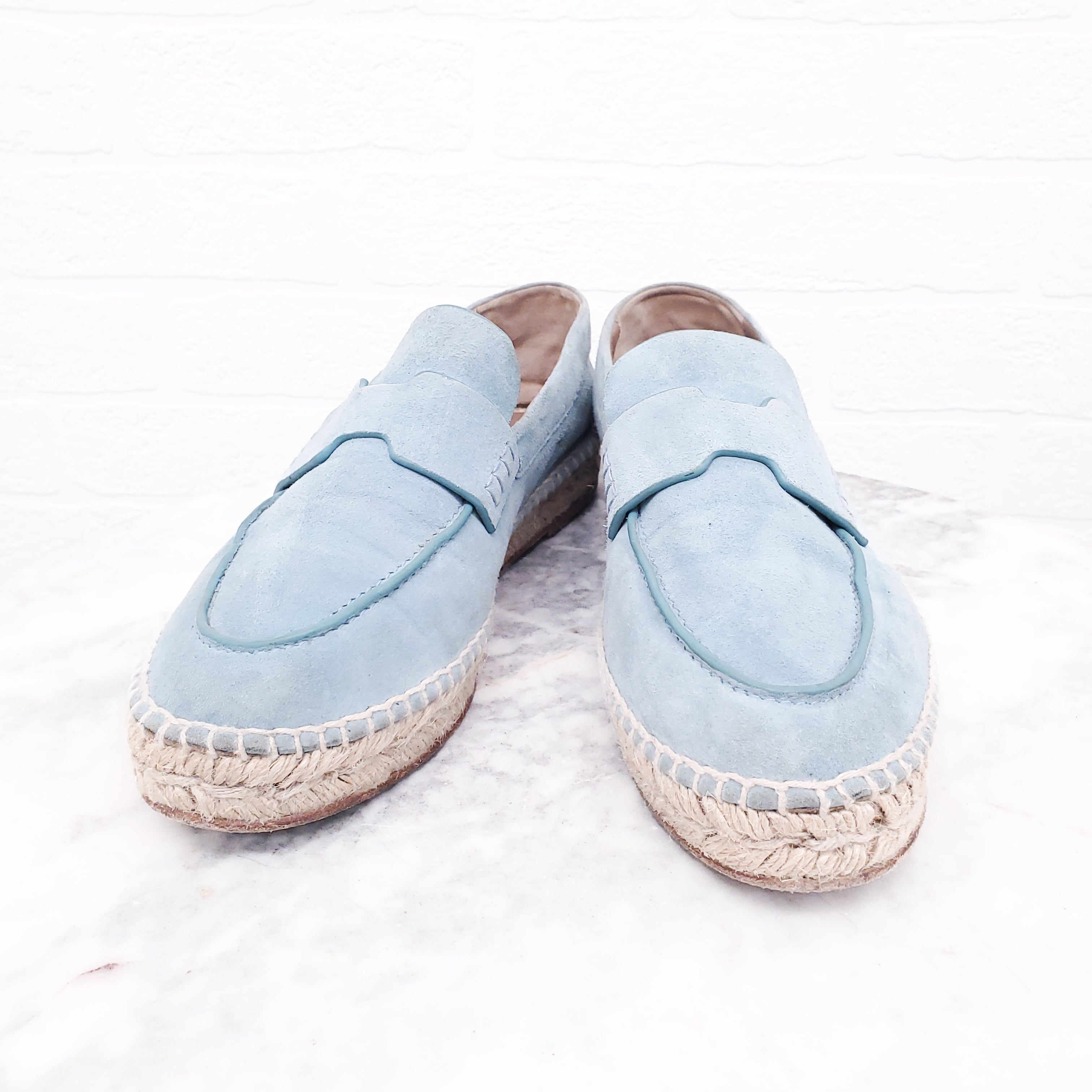 HERMÈS BLUE SUEDE H LOAFERS - SIZE 37