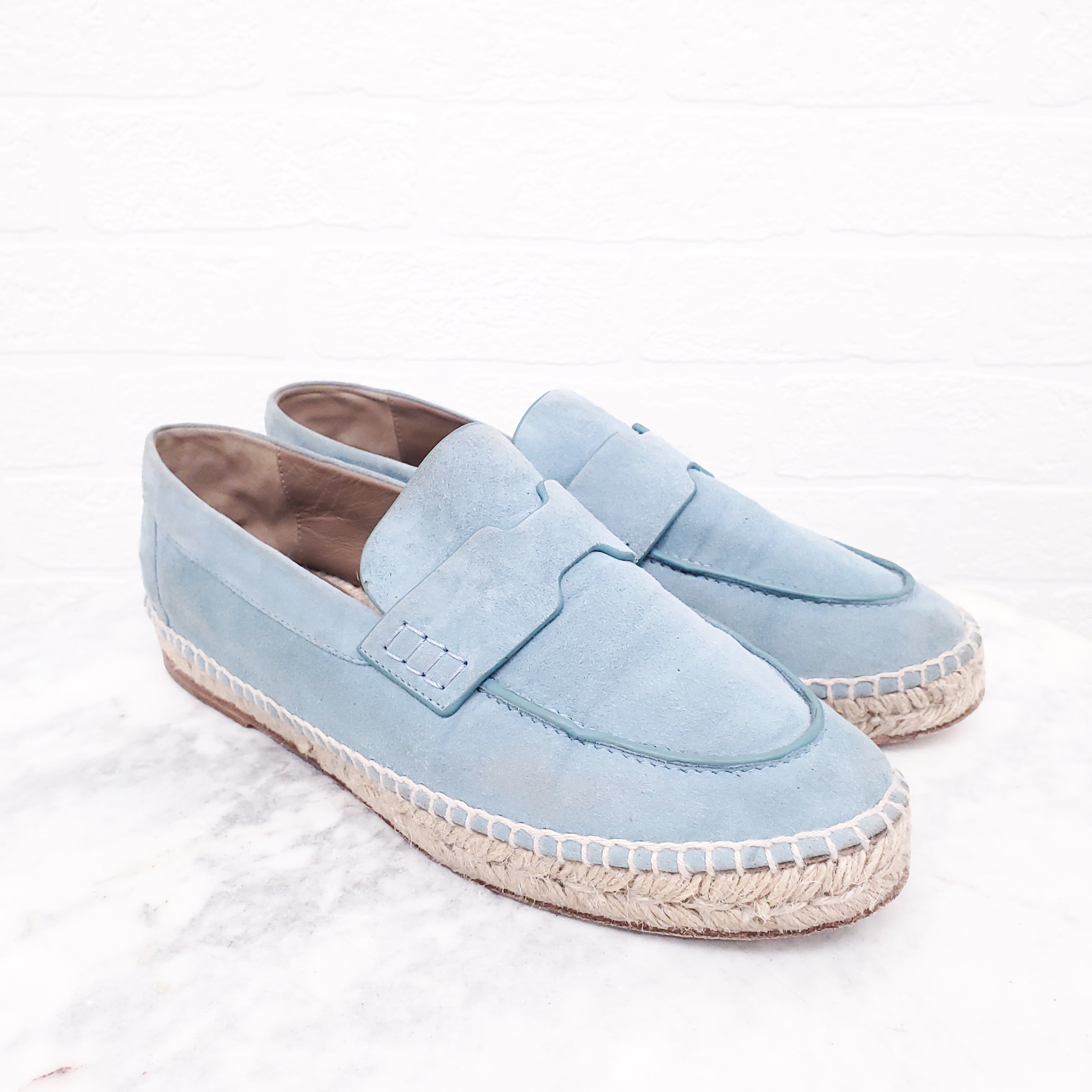 HERMÈS BLUE SUEDE H LOAFERS - SIZE 37