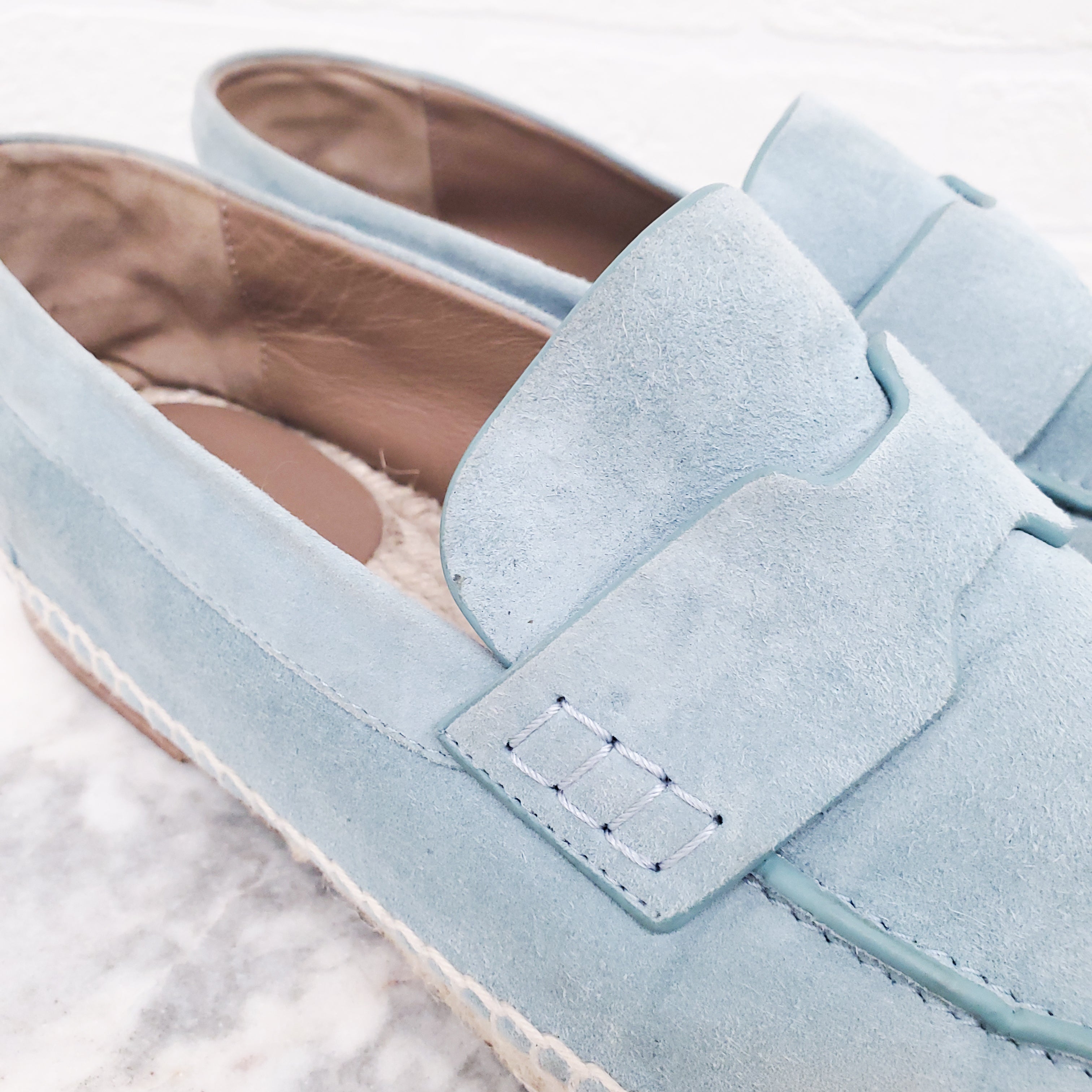 HERMÈS BLUE SUEDE H LOAFERS - SIZE 37