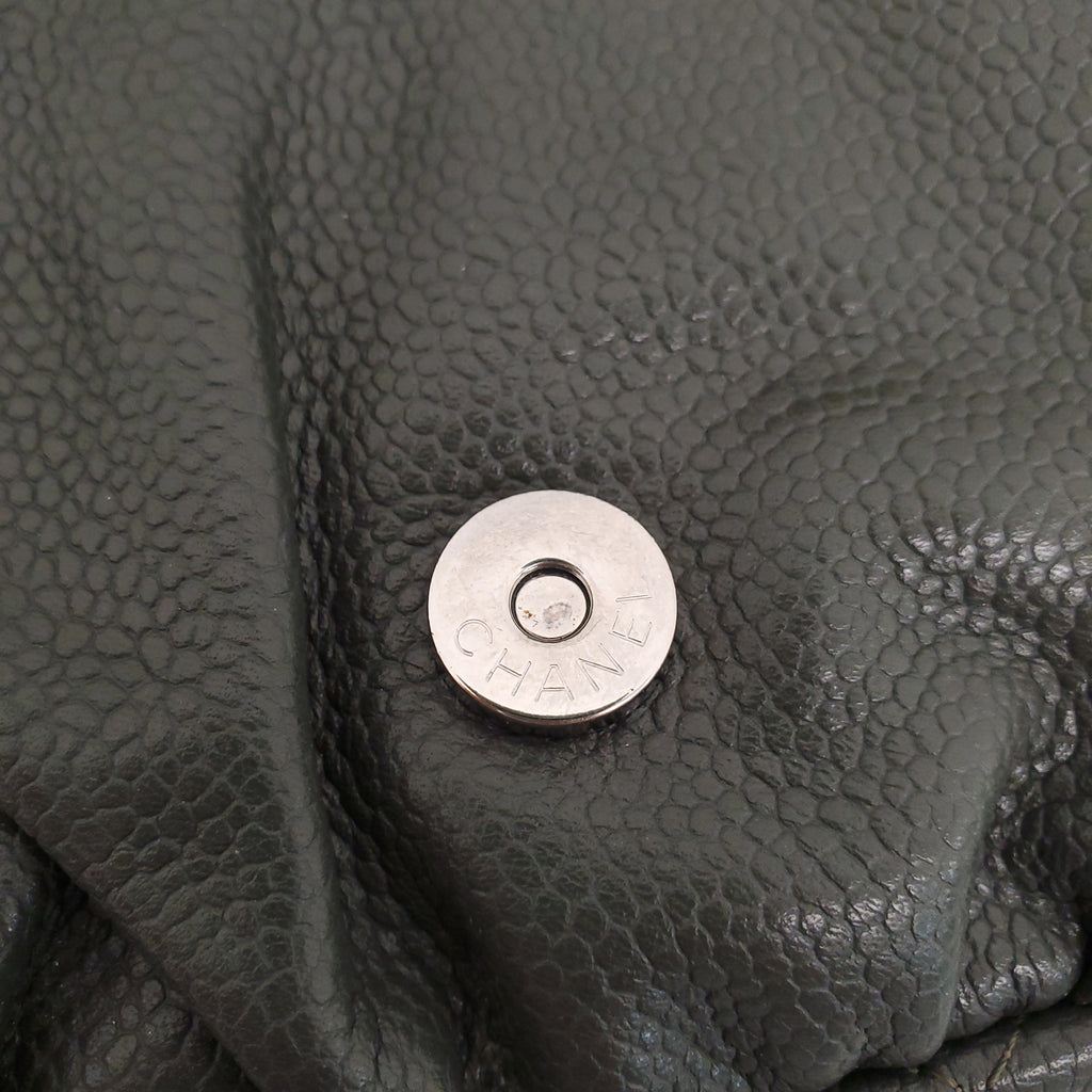 CHANEL KAKI HALF CRESCENT INTERLOCKING CC WALLET ON CHAIN