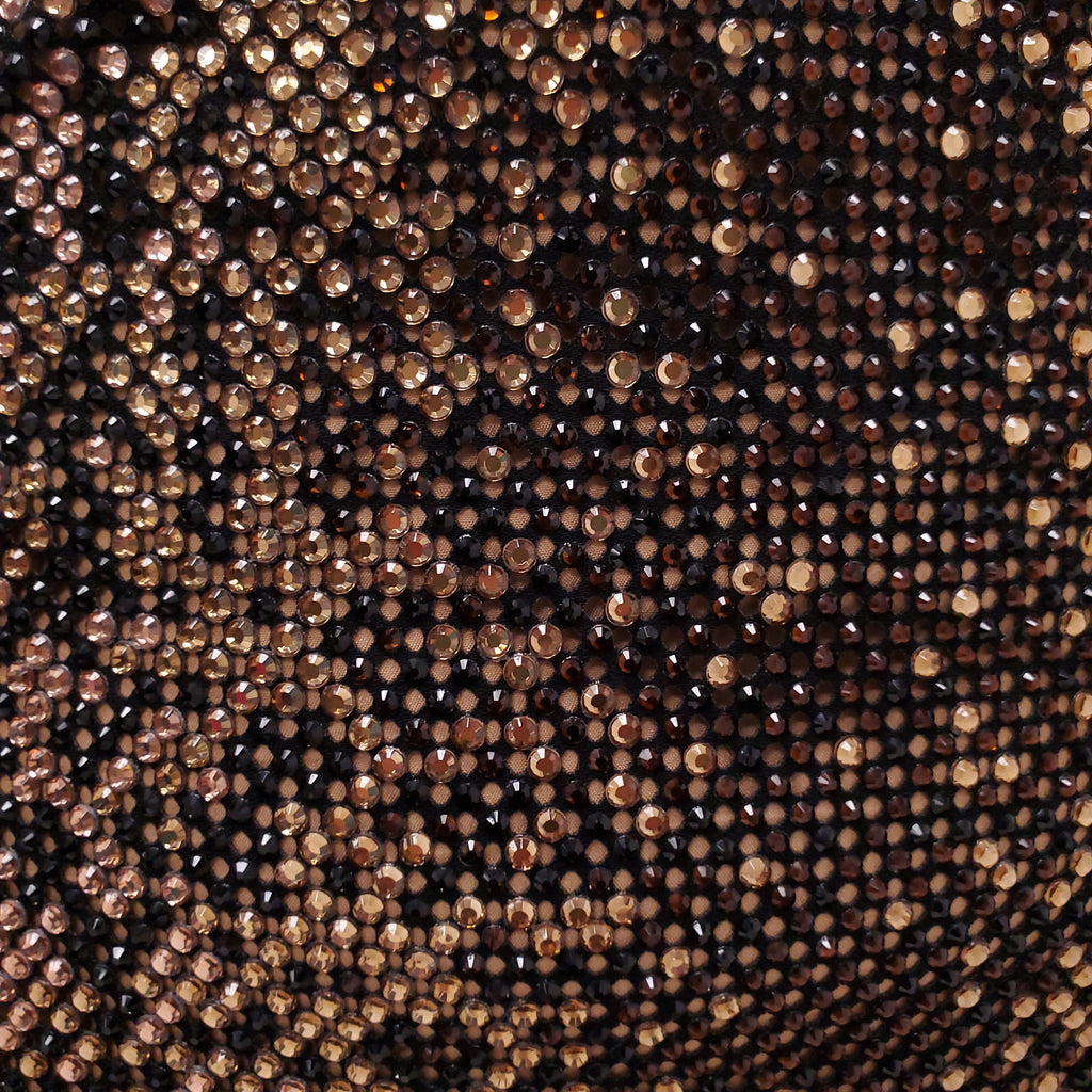 VERSACE BLACK AND BROWN PYHTON PRINT CRYSTAL EVENING DRESS - SIZE 40