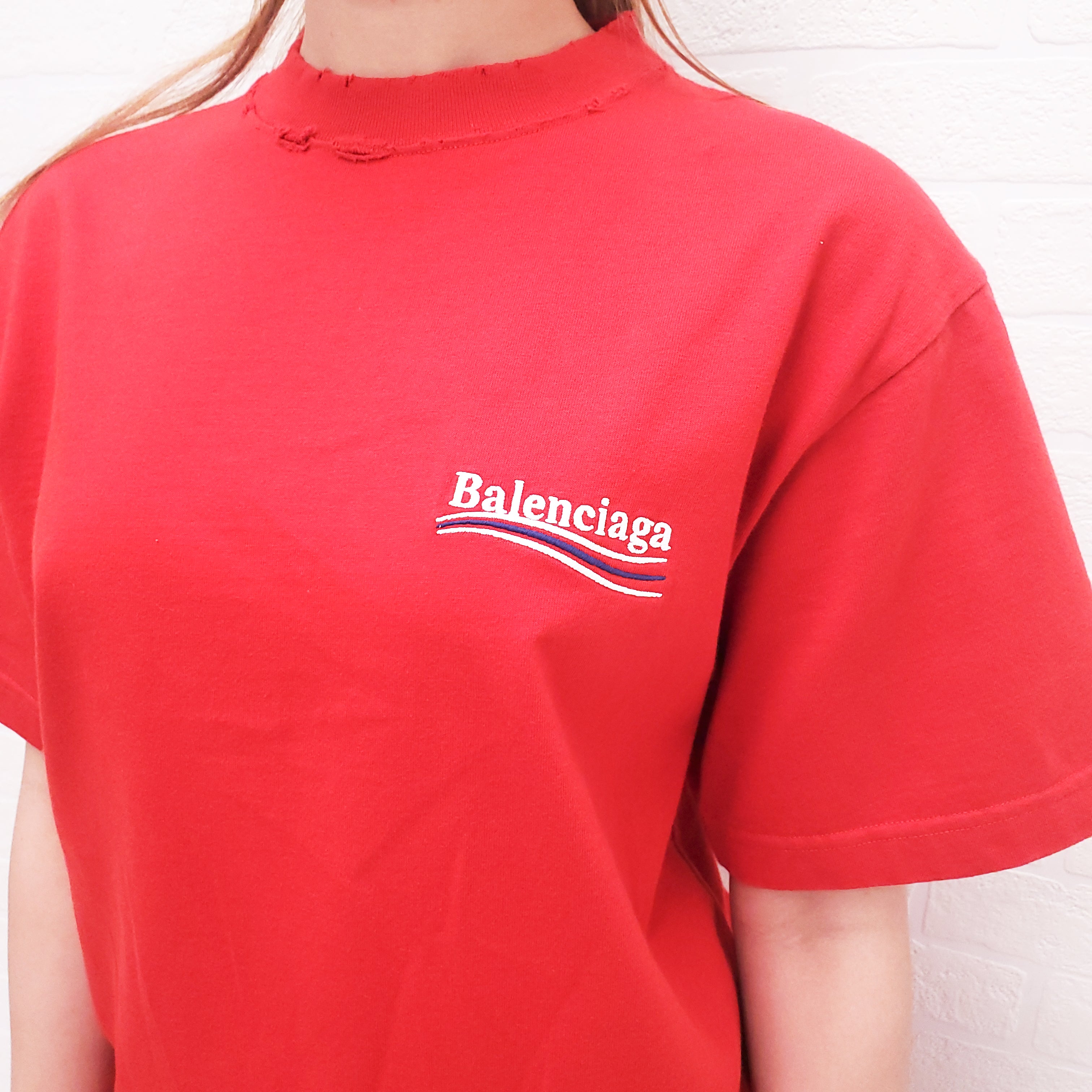 BALENCIAGA RED POLITICAL CAMPAIGN T-SHIRT SLIP DRESS - SIZE S