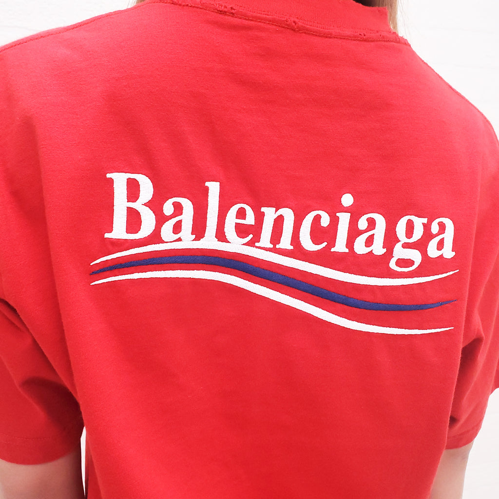 BALENCIAGA RED POLITICAL CAMPAIGN T-SHIRT SLIP DRESS - SIZE S