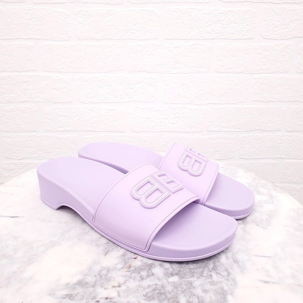 BALENCIAGA PURPLE LOGO SLIDES - SIZE 41