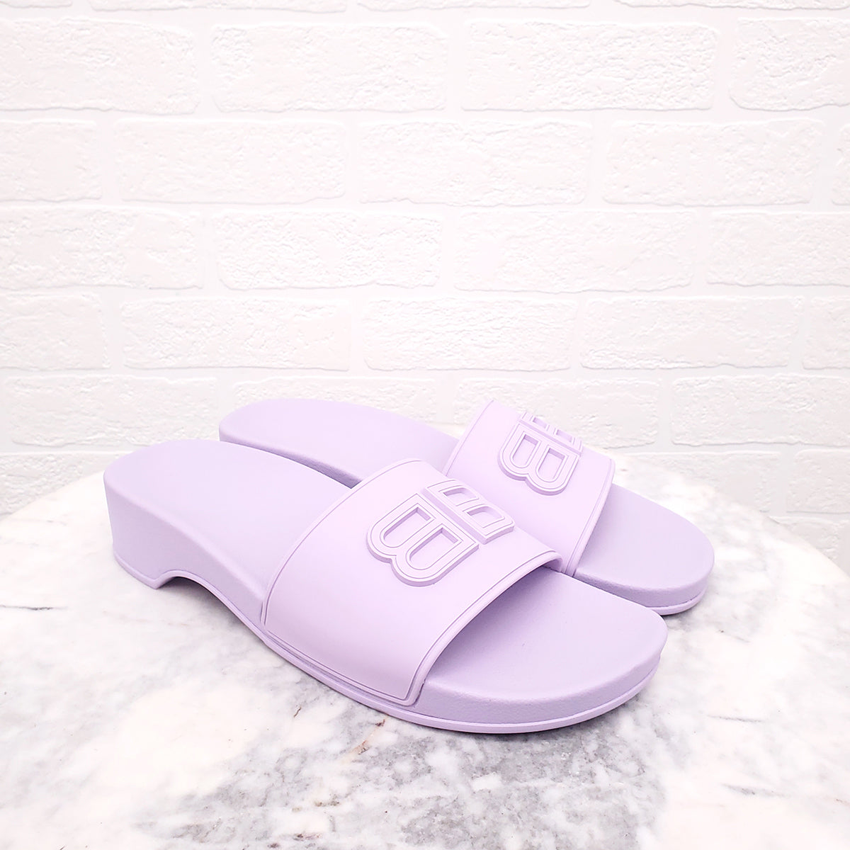 BALENCIAGA PURPLE LOGO SLIDES - SIZE 41