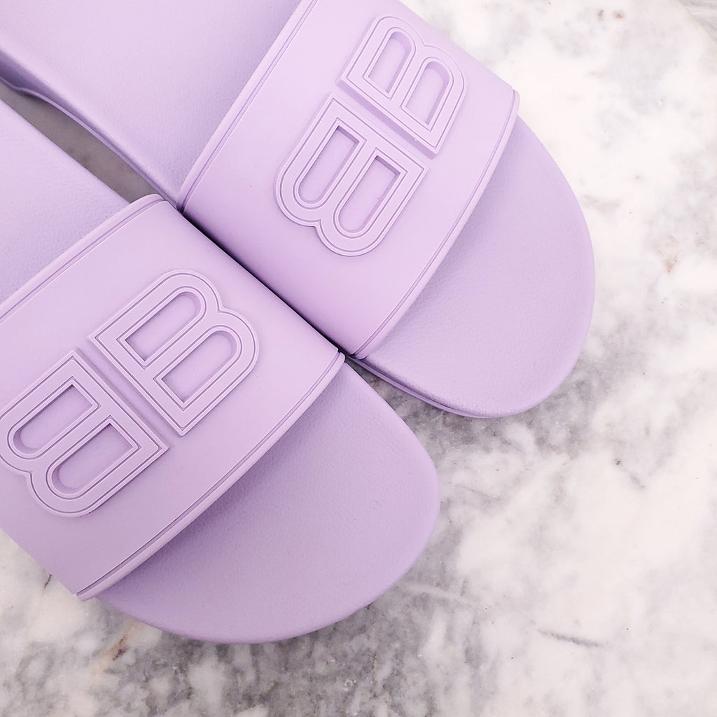 BALENCIAGA PURPLE LOGO SLIDES - SIZE 41