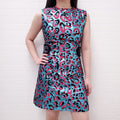 LOUIS VUITTON METALLIC BLUE AND PINK LEOPARD DRESS - SIZE 38