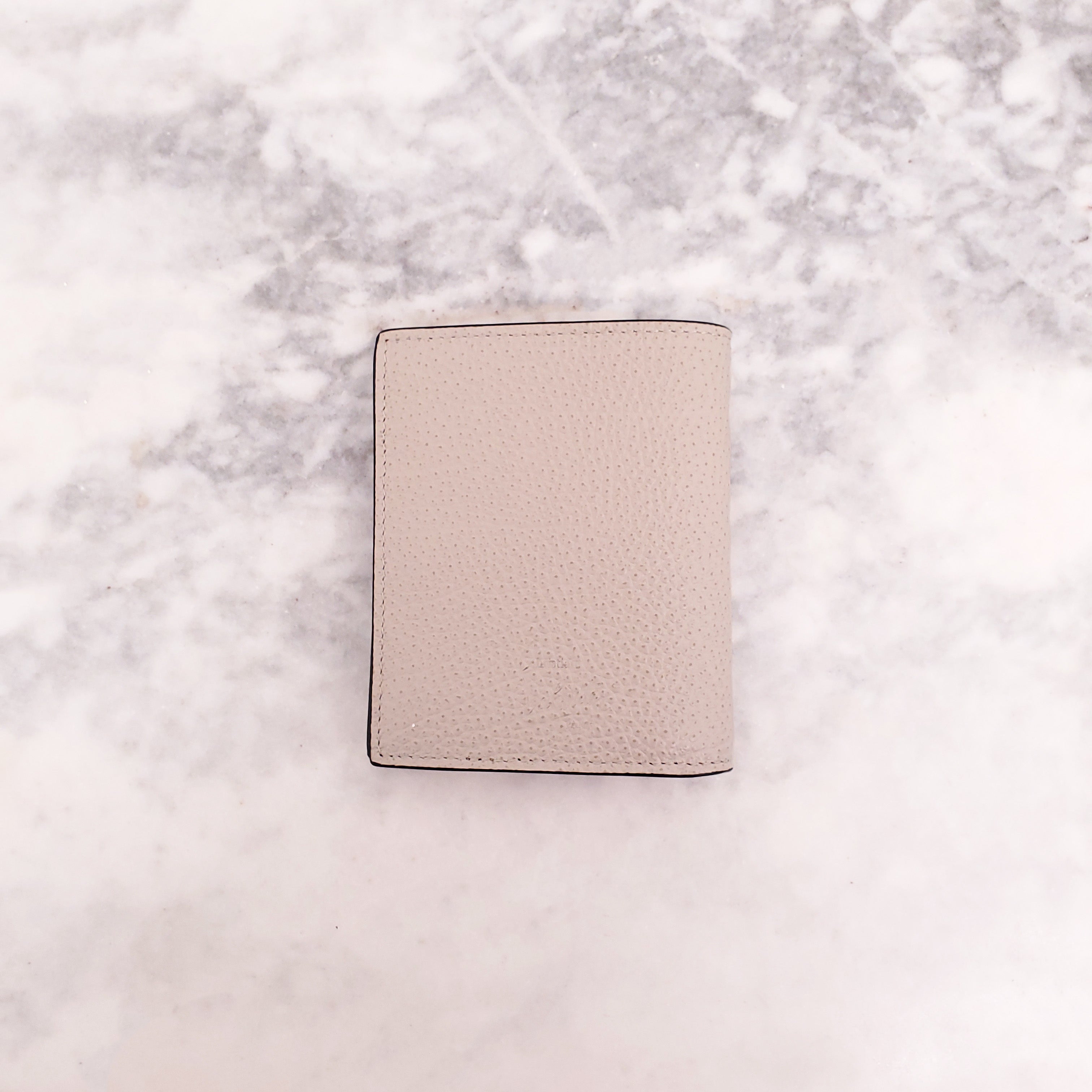 CHRISTIAN LOUBOUTIN BEIGE SPIKE COMPACT WALLET