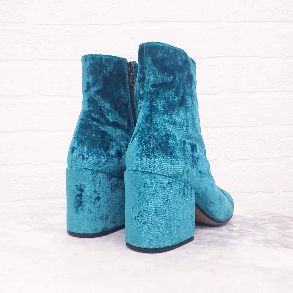 DRIES VAN NOTEN BLUE VELVET BOOTS - SIZE 37.5