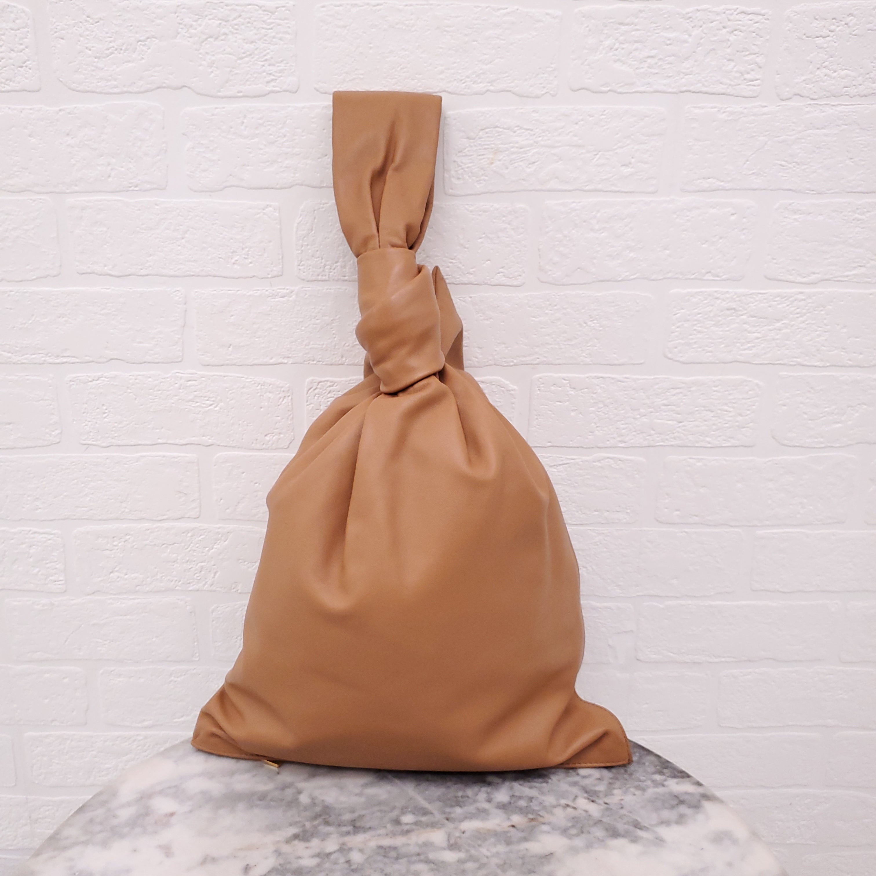 BOTTEGA VENETA TAN LEATHER TWIST BAG