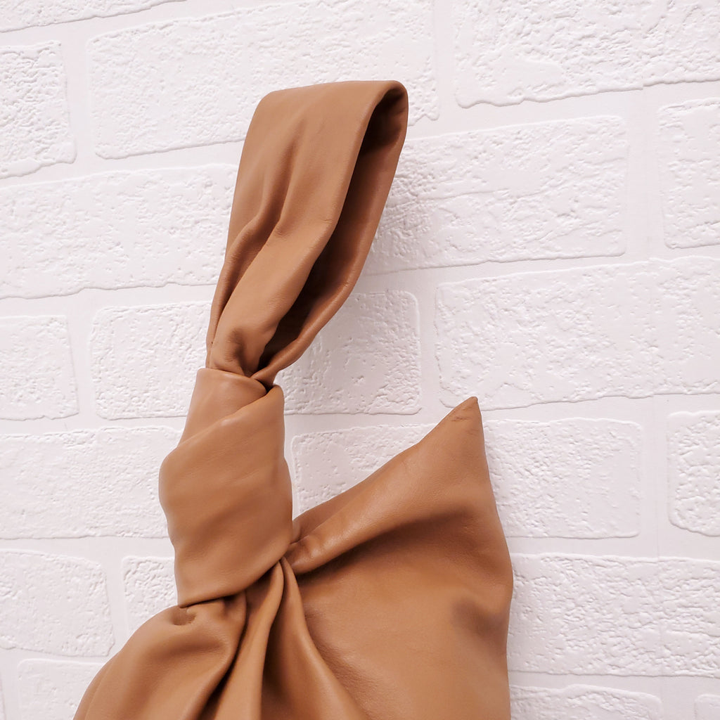 BOTTEGA VENETA TAN LEATHER TWIST BAG