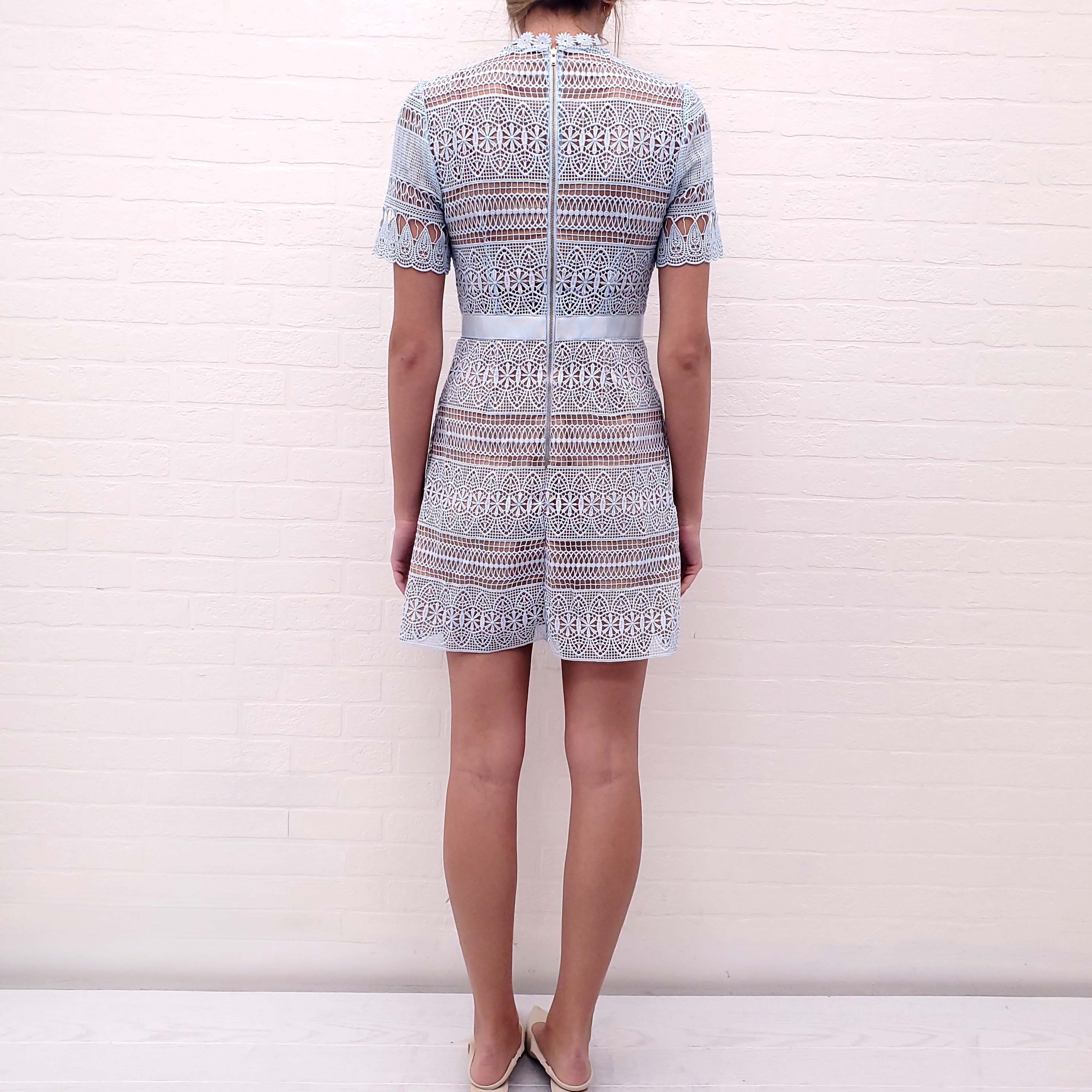 SELF-PORTRAIT BABY BLUE EYELET DRESS - SIZE 4