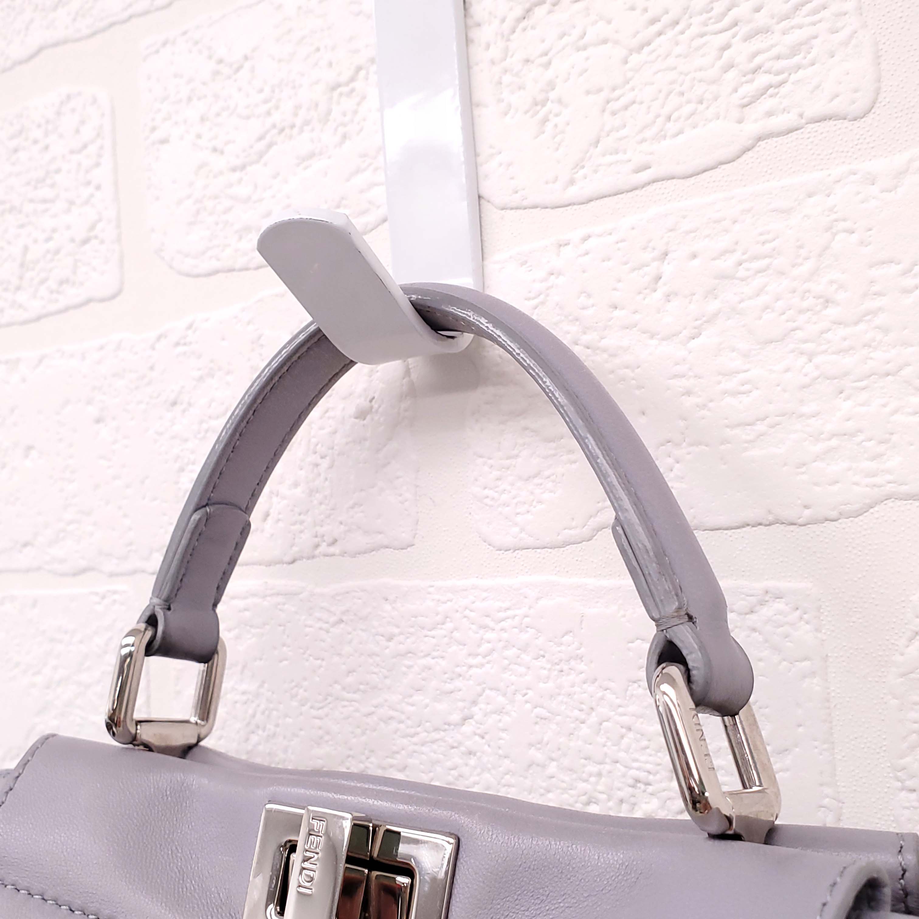 FENDI GREY LEATHER AND COLOURFUL RAFFIA FLORAL MINI PEEKABOO BAG