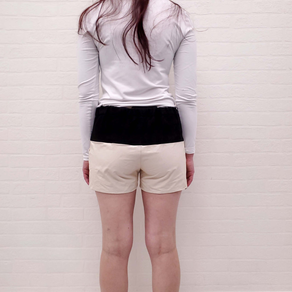 PROENZA SCHOULER BLACK AND WHITE LEATHER SHORTS - SIZE 2