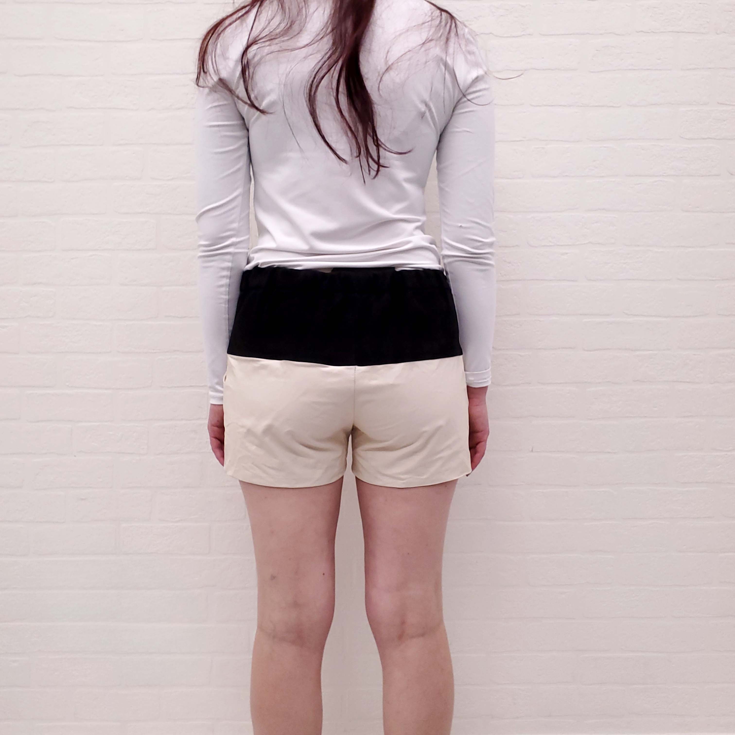 PROENZA SCHOULER BLACK AND WHITE LEATHER SHORTS - SIZE 2