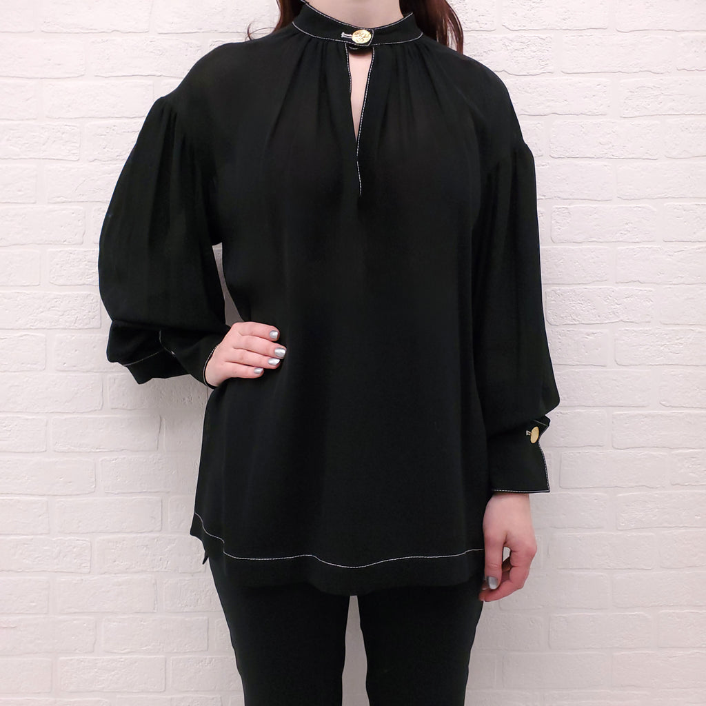 PROENZA SCHOULER SILK GEORGETTE LONG SLEEVE BLOUSE - SIZE 6