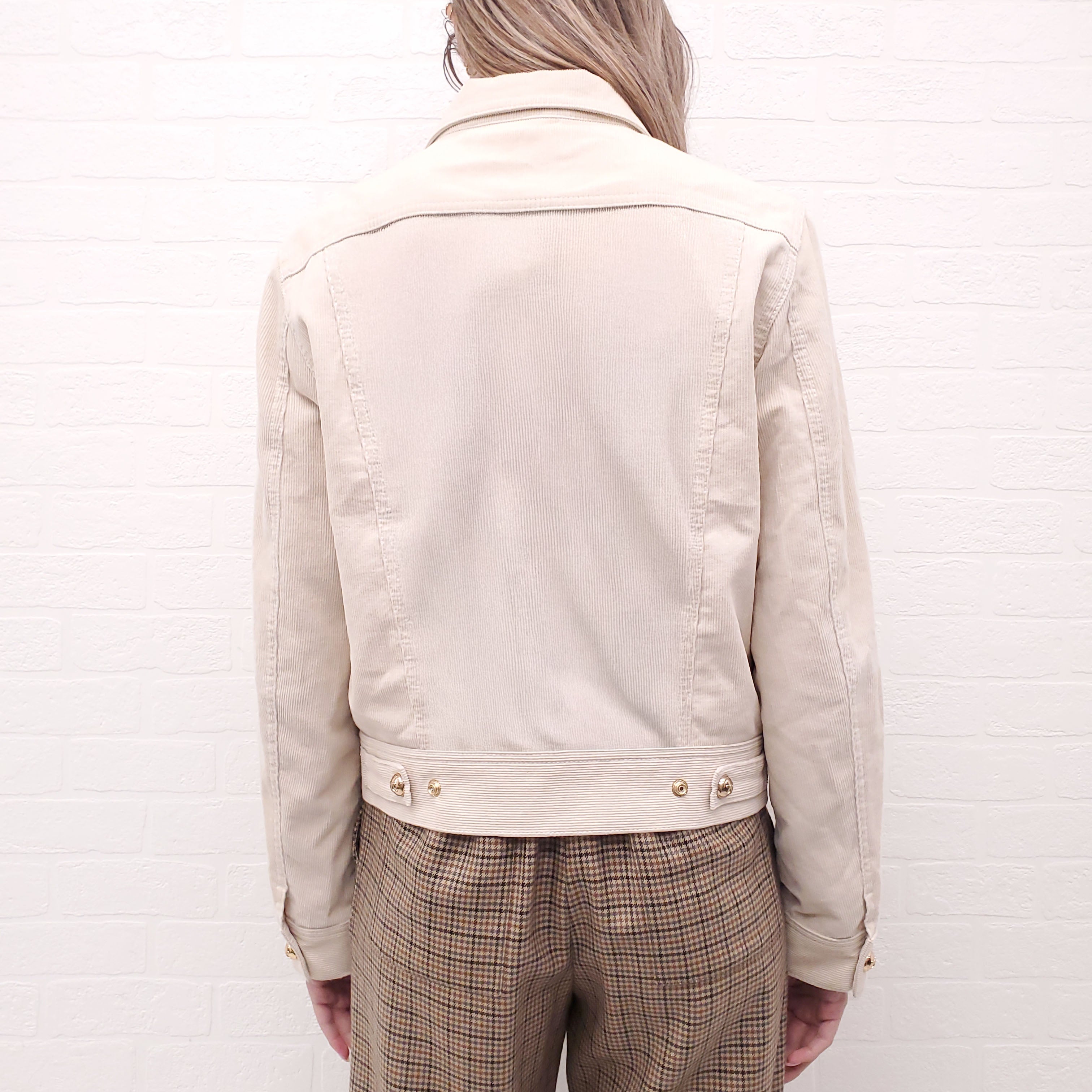 CELINE CORDUROY JACKET WITH GOLD LOGO BUTTONS - SIZE L