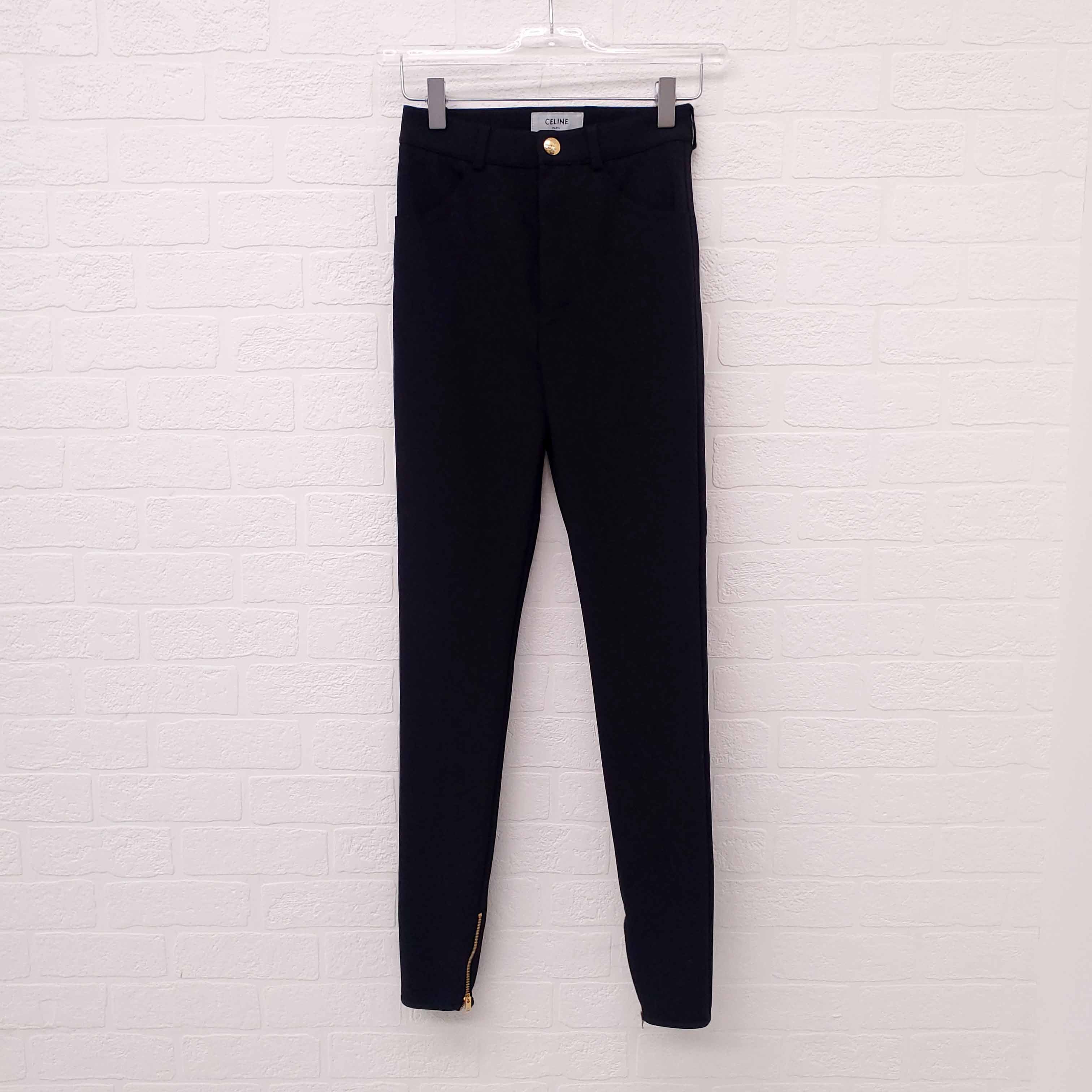 CELINE BLACK LOGO RIDING PANT - SIZE 34
