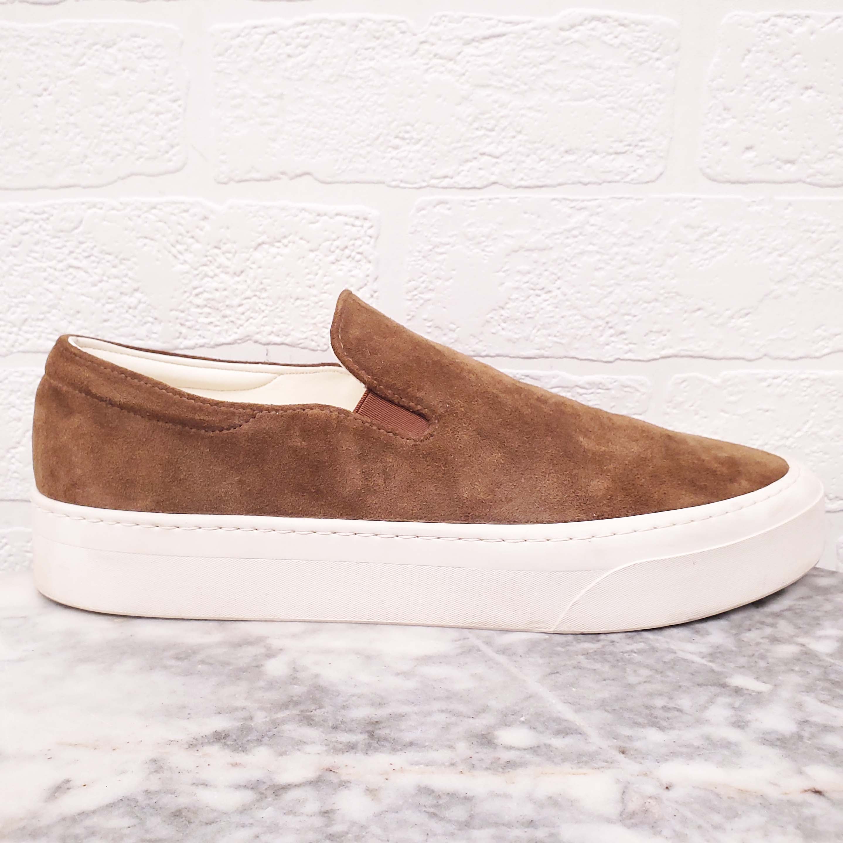 THE ROW CARAMEL SUEDE SLIP-ON SNEAKERS - SIZE 39
