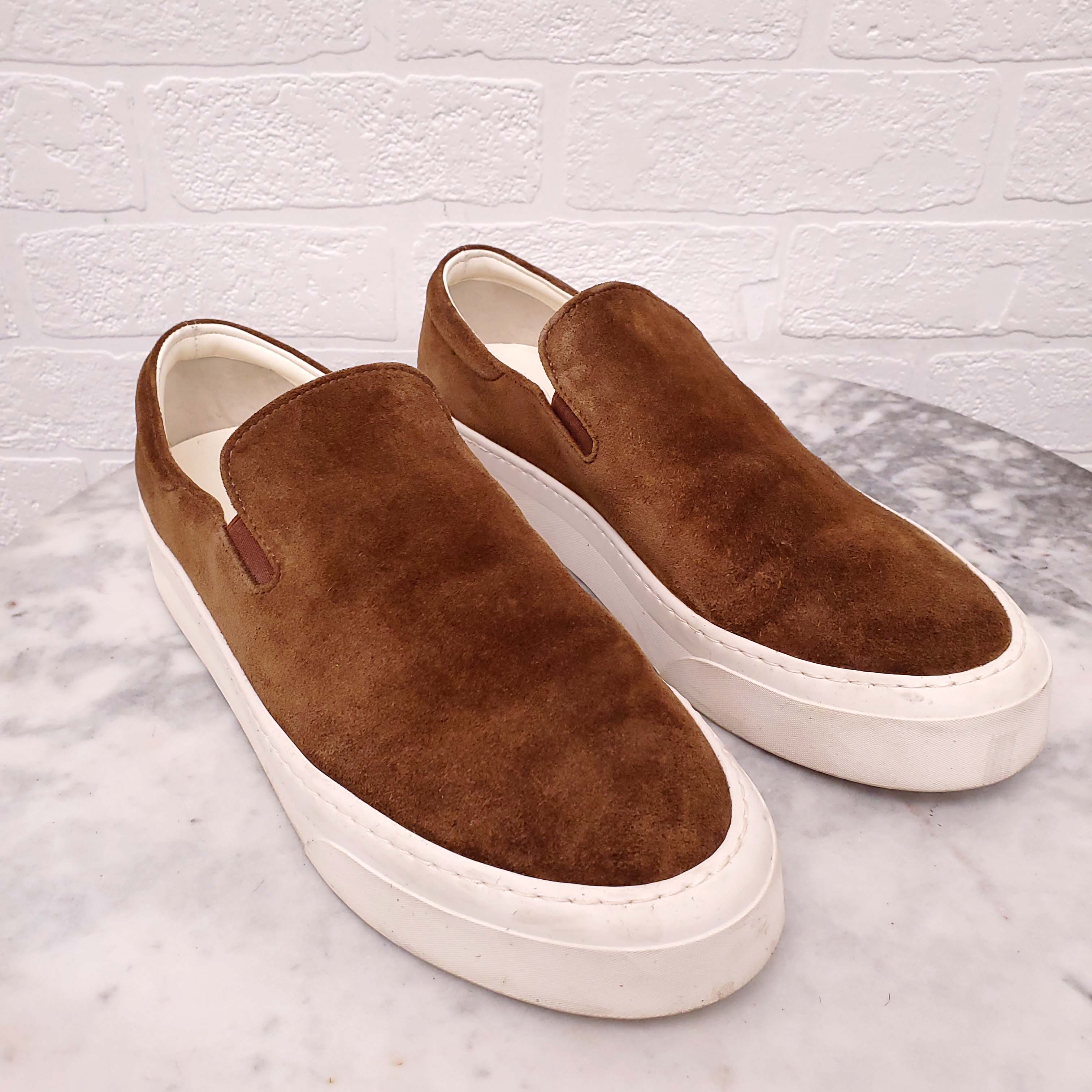 THE ROW CARAMEL SUEDE SLIP-ON SNEAKERS - SIZE 39