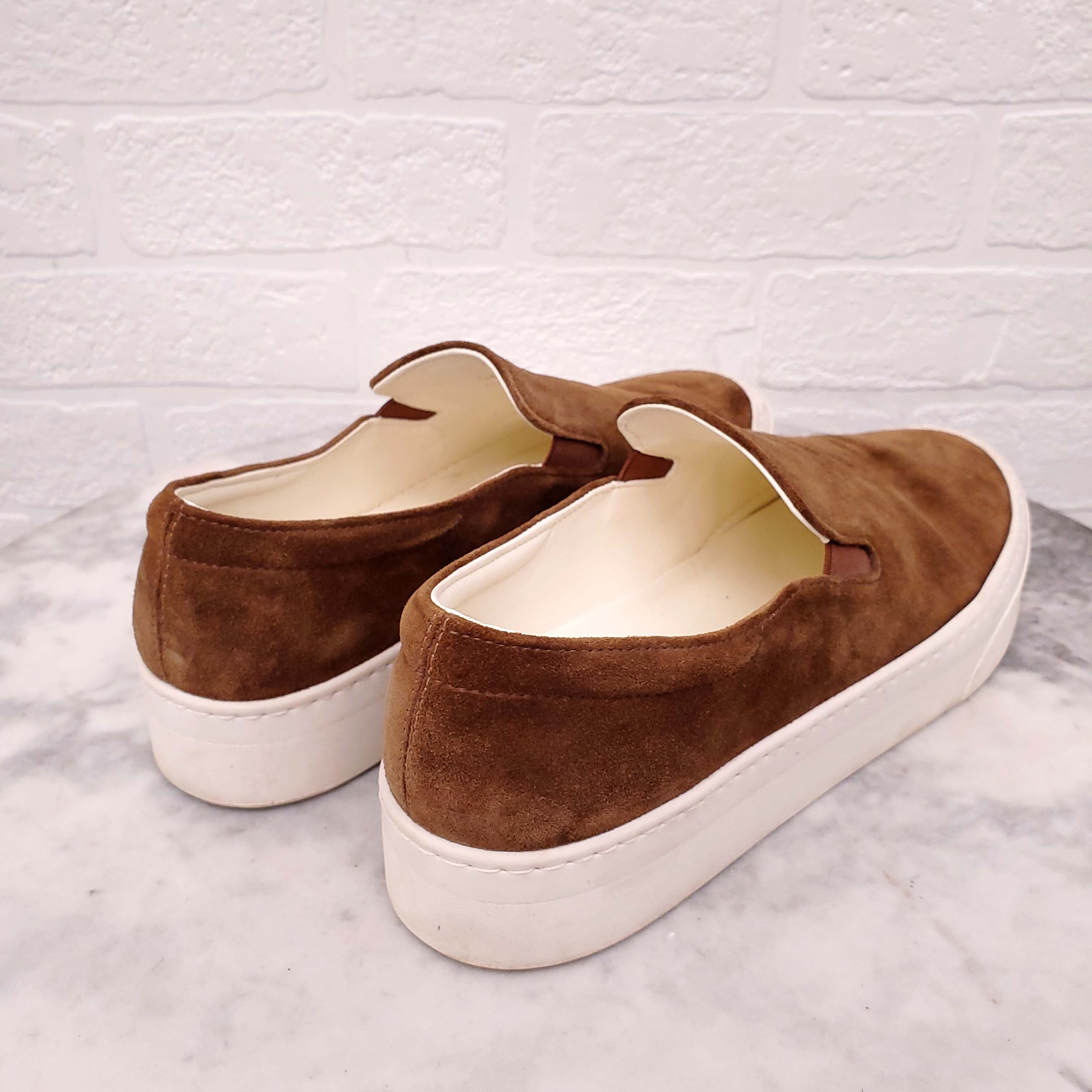 THE ROW CARAMEL SUEDE SLIP-ON SNEAKERS - SIZE 39