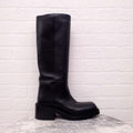 PRADA LEATHER ROUND TOE BOOTS - SIZE 40