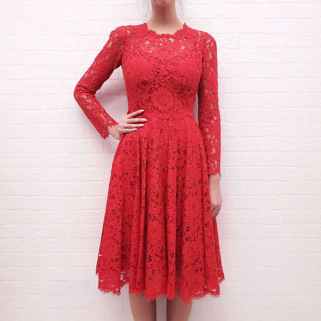 DOLCE & GABBANA RED LACE DRESS - SIZE 38