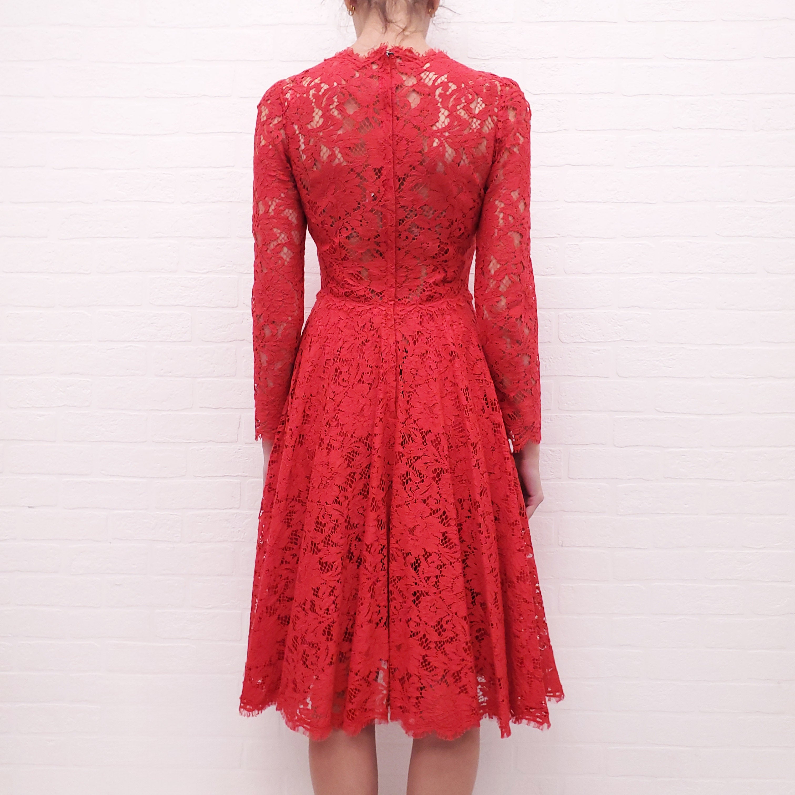 DOLCE & GABBANA RED LACE DRESS - SIZE 38