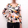 EMILIO PUCCI V-NECK PATTERNED TOP - SIZE S