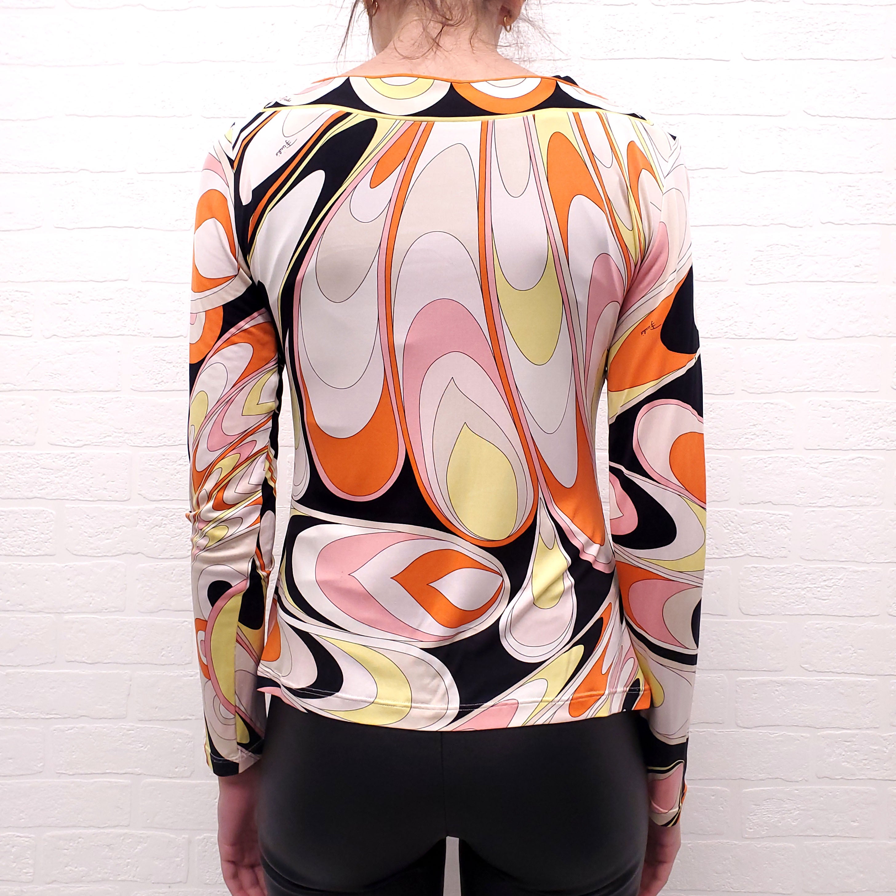 EMILIO PUCCI V-NECK PATTERNED TOP - SIZE S