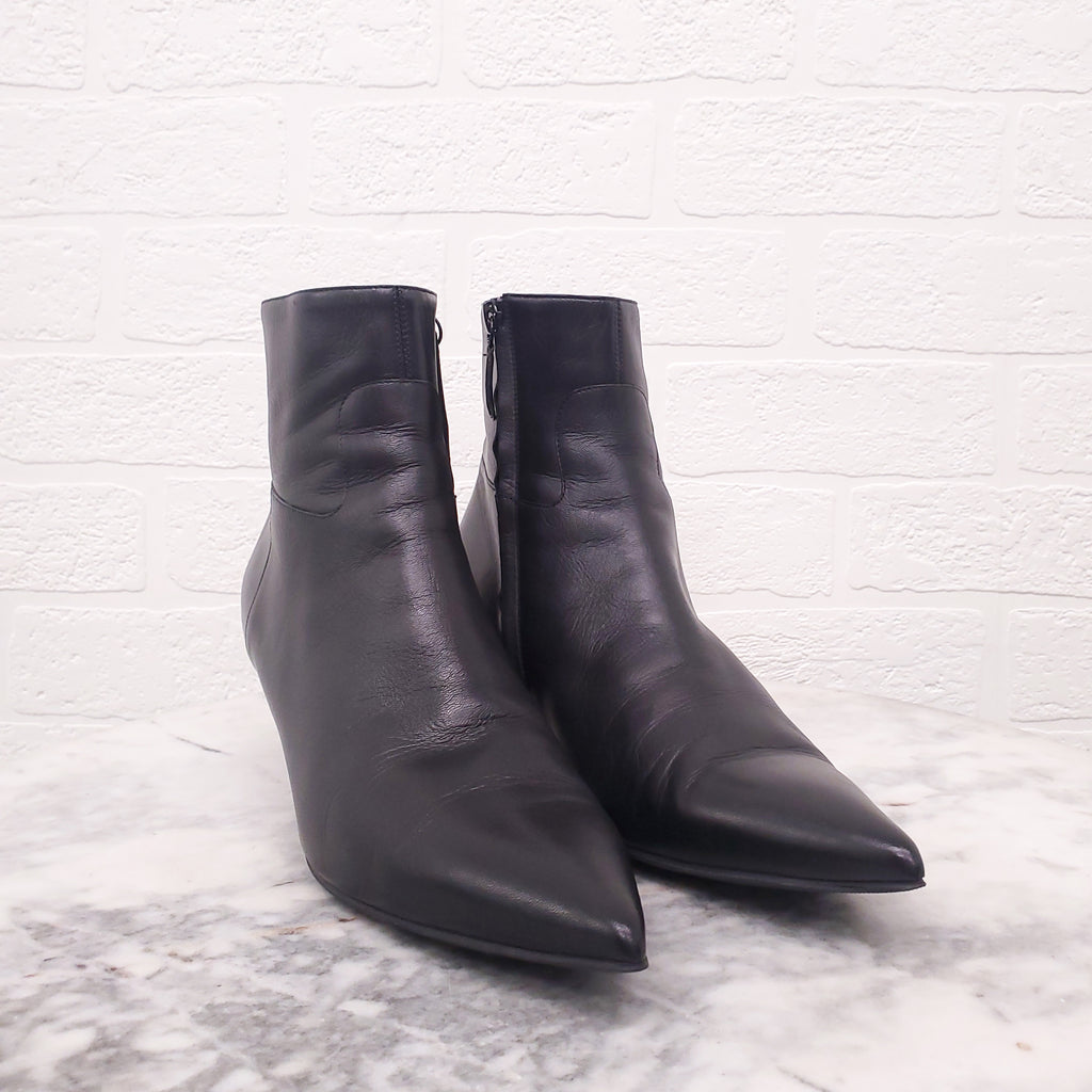 BALENCIAGA BLACK KITTEN HEEL KNIFE BOOTIES - SIZE 38.5