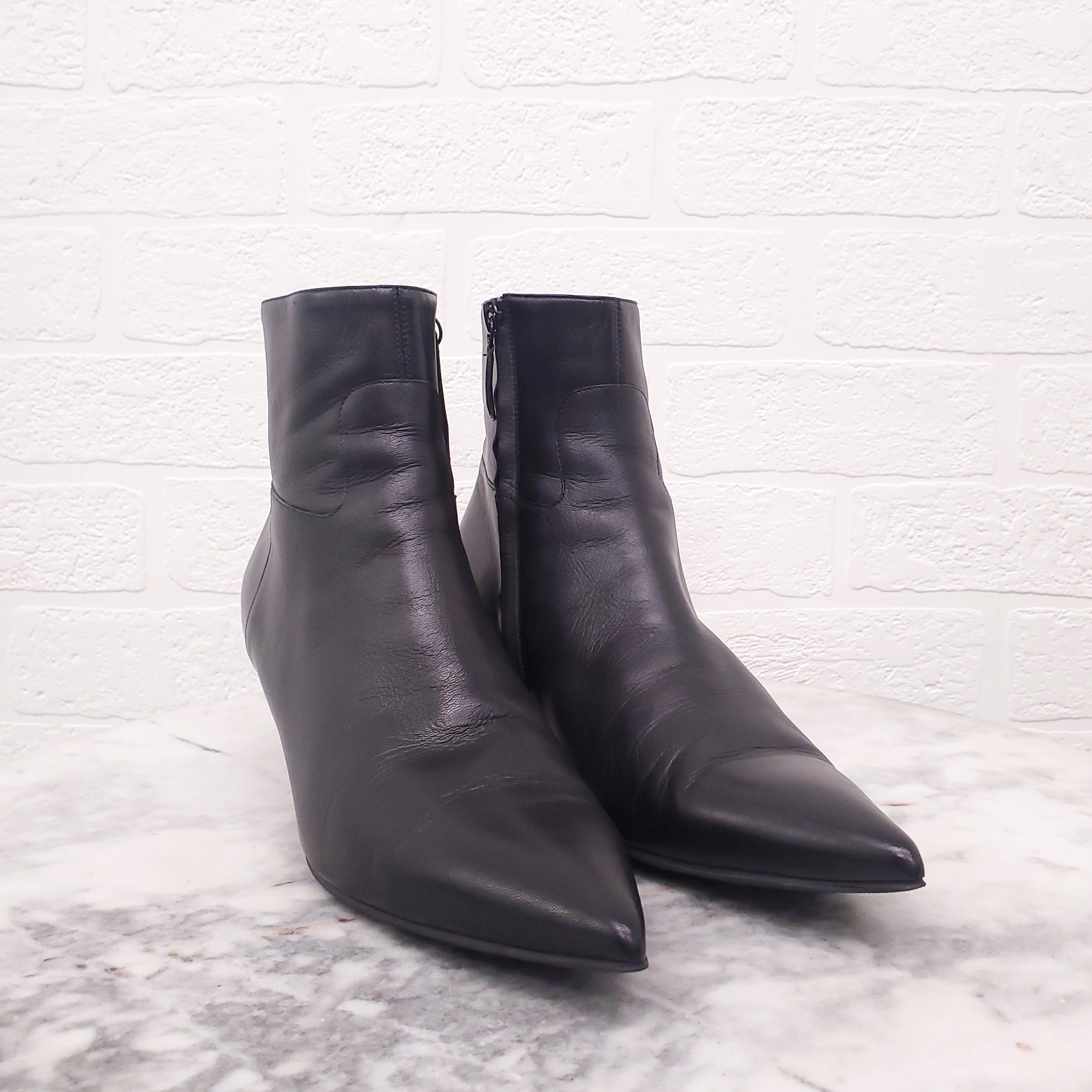 BALENCIAGA BLACK KITTEN HEEL KNIFE BOOTIES - SIZE 38.5