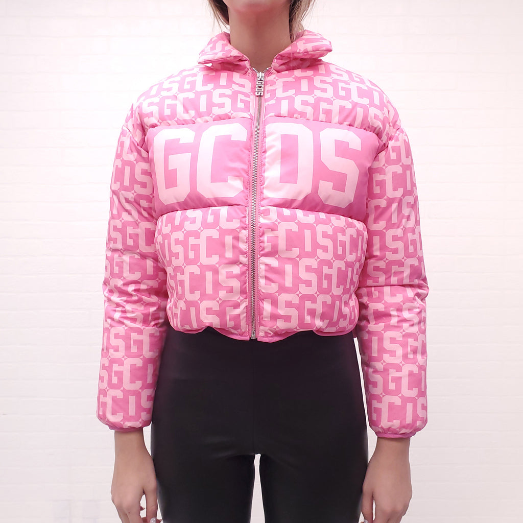 GCDS PINK PUFFER LOGO JACKET - SIZE XXS
