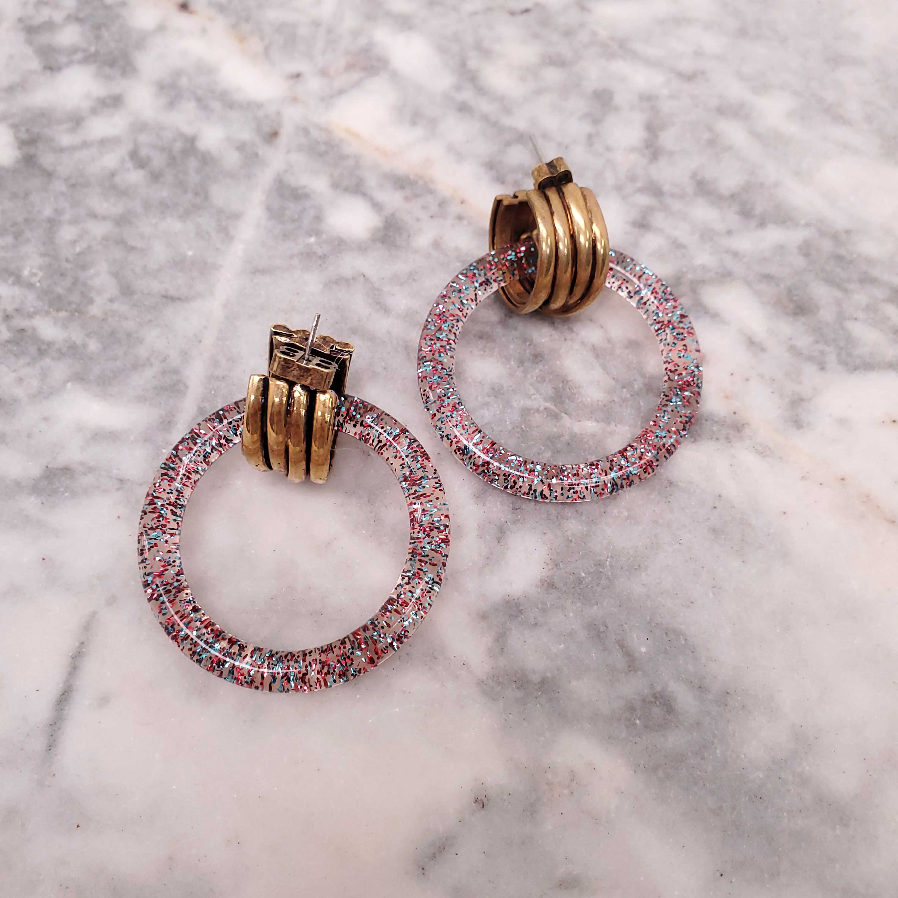 BALENCIAGA MULTICOLOUR SHIMMER EARRINGS WITH BB LOGO