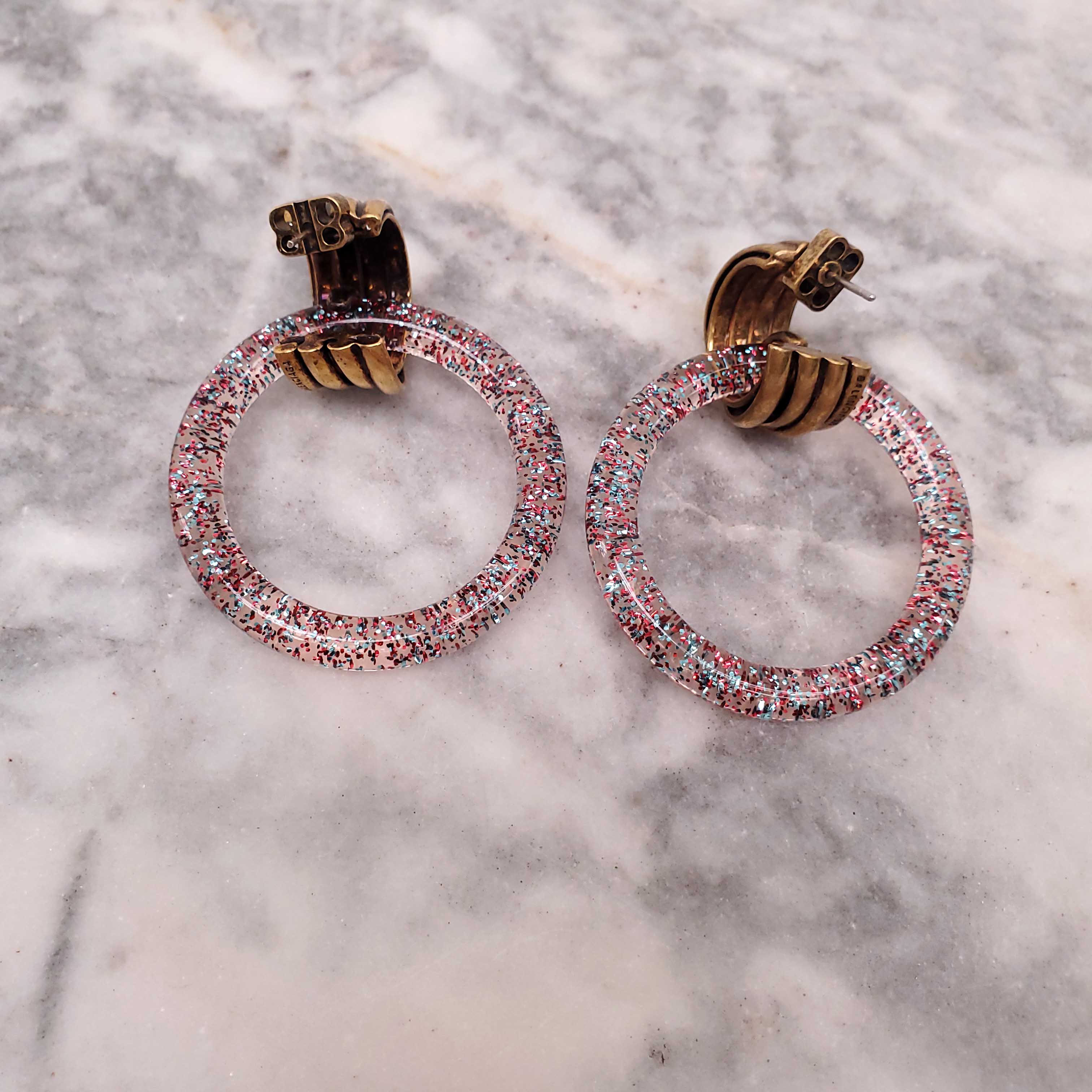 BALENCIAGA MULTICOLOUR SHIMMER EARRINGS WITH BB LOGO