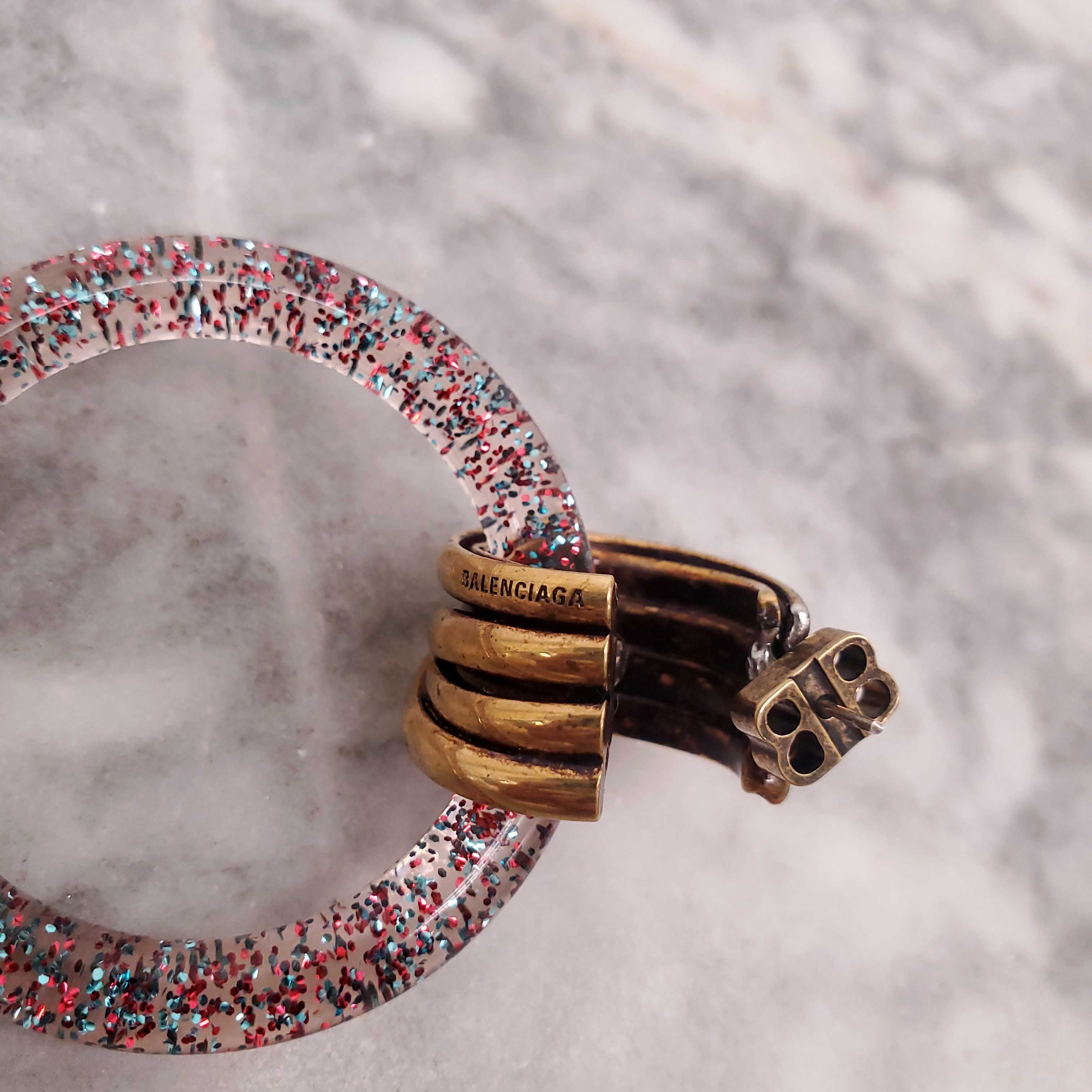 BALENCIAGA MULTICOLOUR SHIMMER EARRINGS WITH BB LOGO