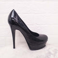 SAINT LAURENT BLACK PATENT PLATFORM PUMPS - SIZE 37