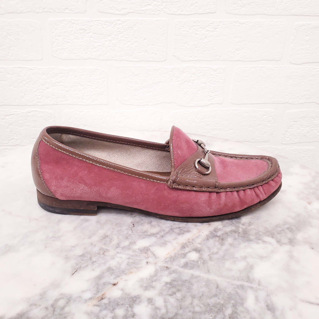 GUCCI PINK SUEDE LOAFERS - SIZE 36.5