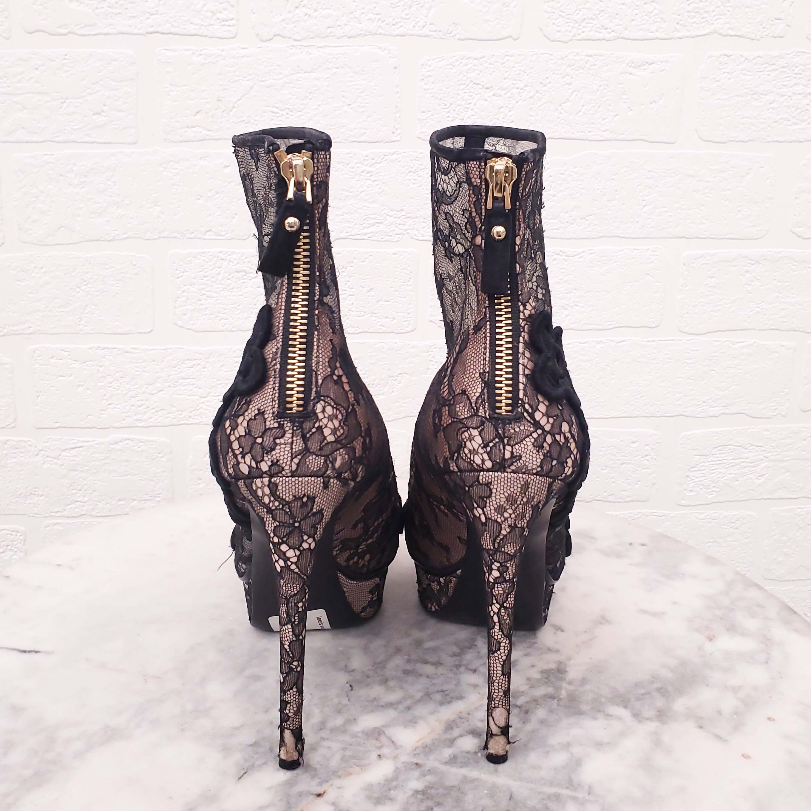 LOUIS VUITTON LACE BOOTIES - SIZE 37.5