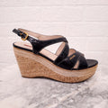 PRADA BLACK PATENT CORK WEDGES - SIZE 40