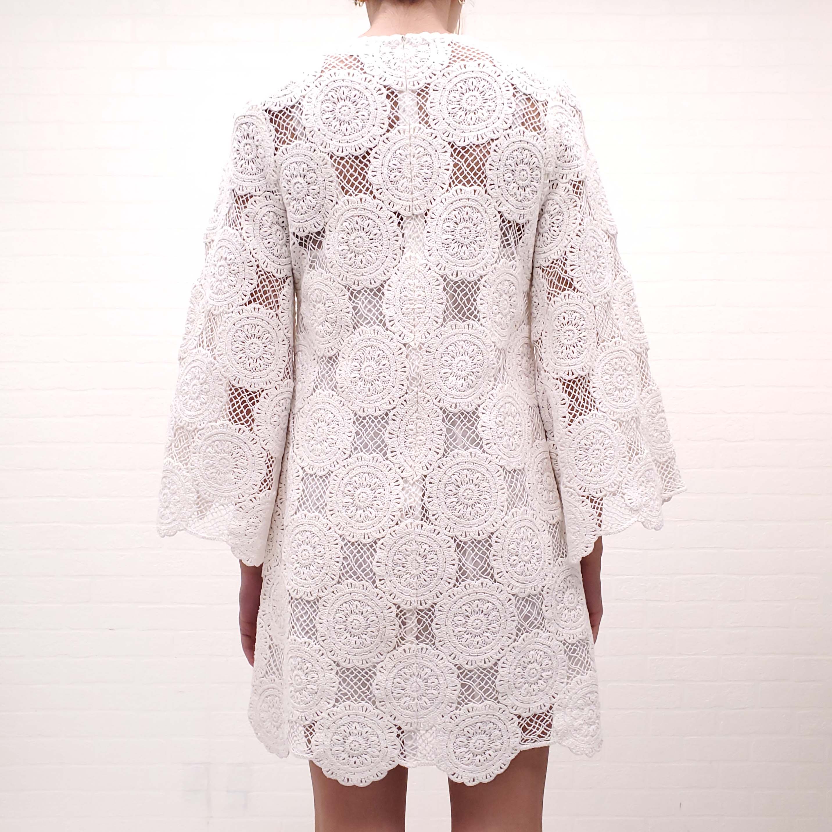 ZIMMERMANN WHITE JUNIE LACE TUNIC DRESS - SIZE 2 (SIZE US 8)
