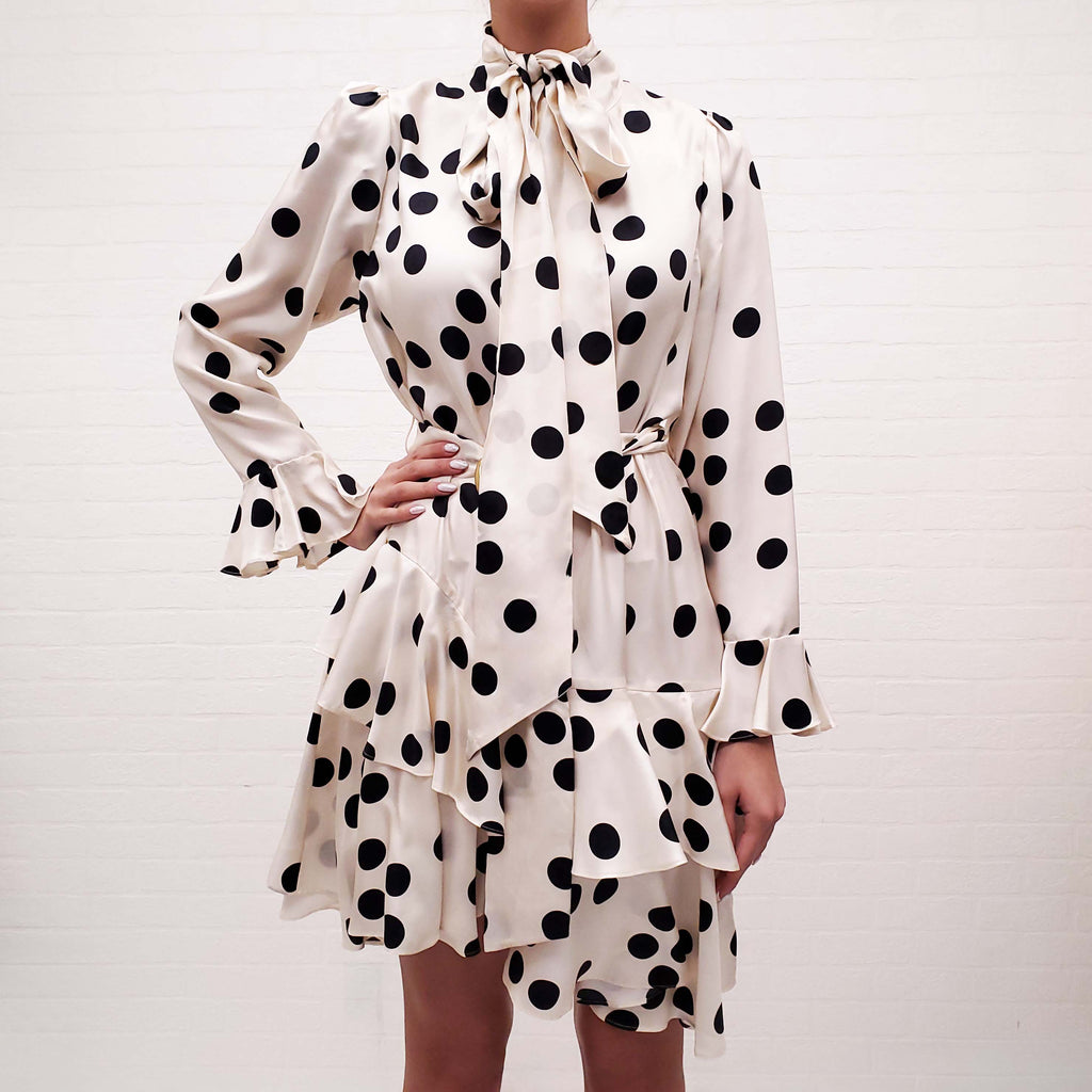 ZIMMERMANN CONFETTI LONG SLEEVE SILK MIDI DRESS - SIZE 3 (SIZE US 10)