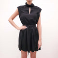 ZIMMERMANN BLACK ROLL COLLAR MINI DRESS - SIZE 0 (SIZE US 4)
