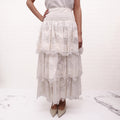 ZIMMERMANN WHITE EMBELLISHED TIERED MAXI SKIRT - SIZE 3 (SIZE US 10)