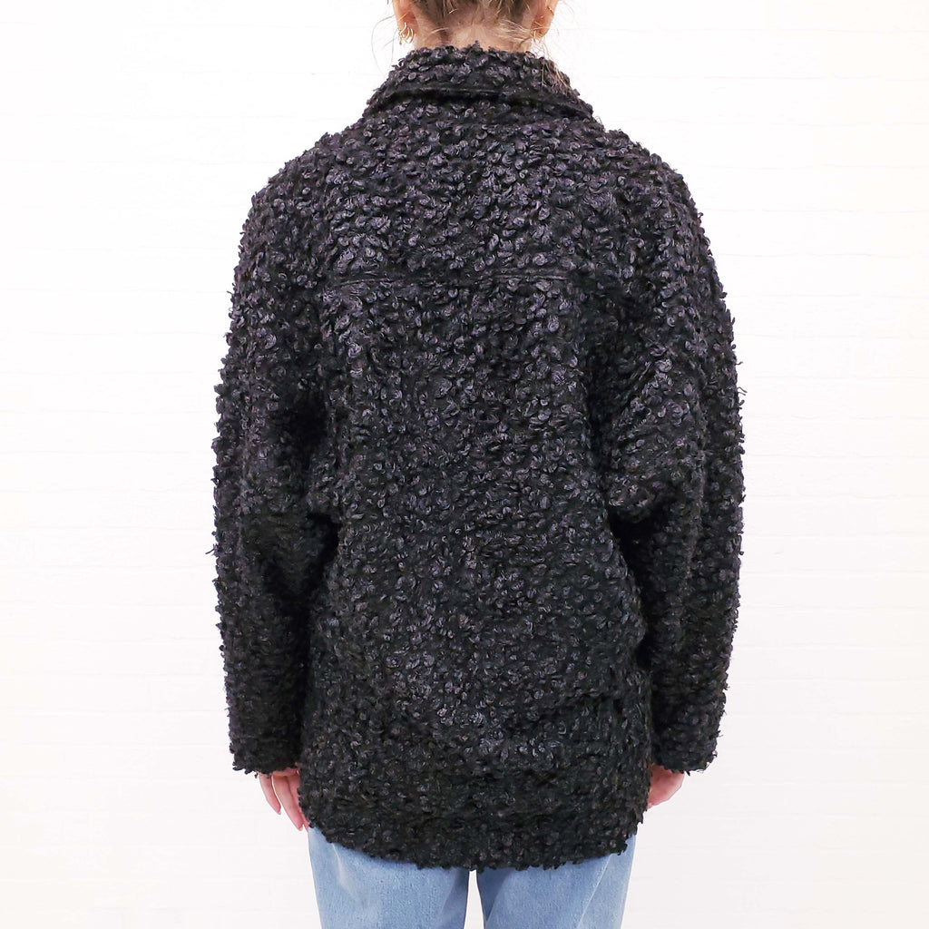 SMYTHE FAUX FUR OVERSIZED JACKET WITH CINCHED WAIST - SIZE S